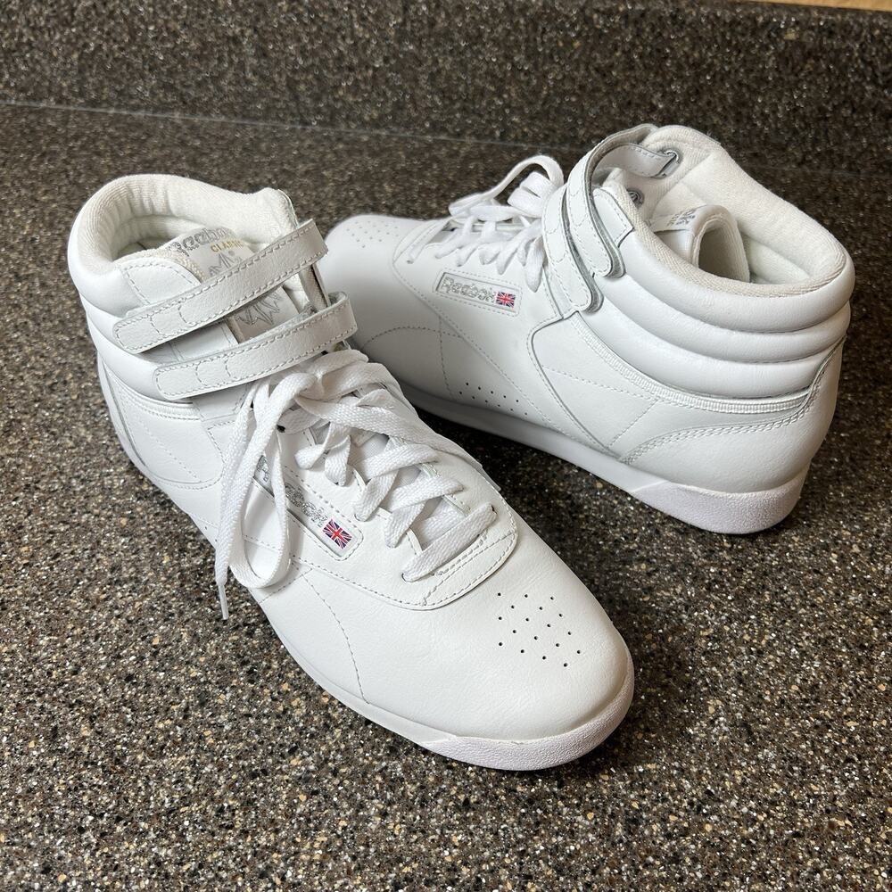 Reebok Freestyle Hi Sneaker Retro Shoes Womens Size 10 Lace Up White Leather New